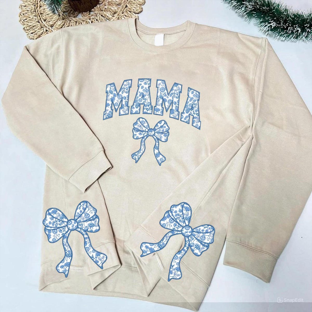 Blue Chinoiserie Embroidery Sweatshirt Floral Gift for Mom.jpg