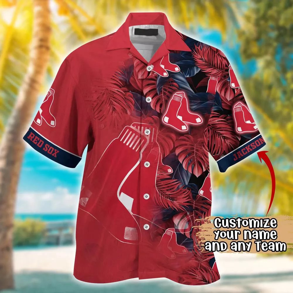 Boston Red Sox Hawaiian Shirt Custom Leaf Pattern.jpg