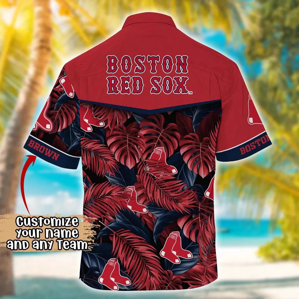 Boston Red Sox Hawaiian Shirt Custom Leaf Pattern.jpg