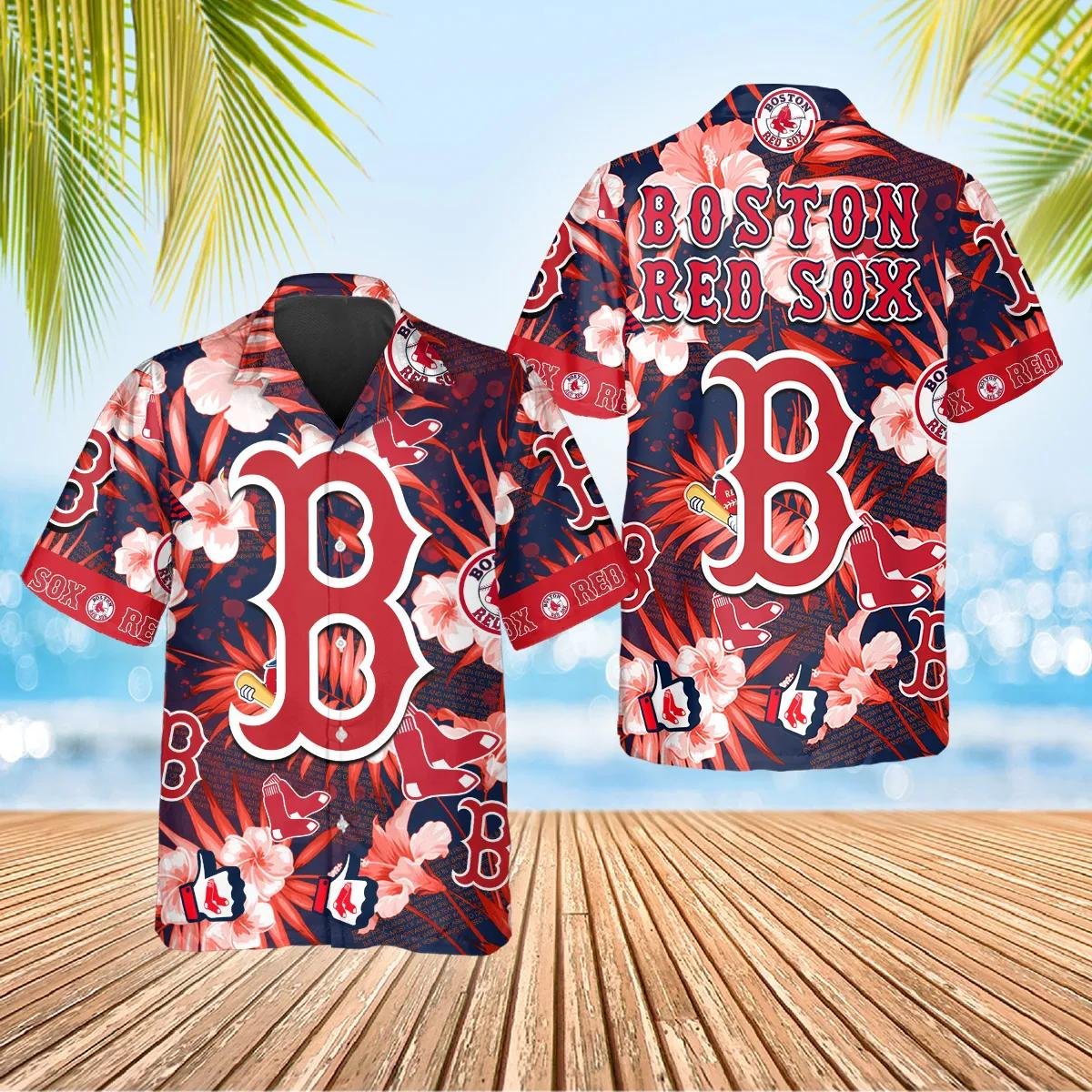 Boston Red Sox Hawaiian Shirt with Floral.jpg