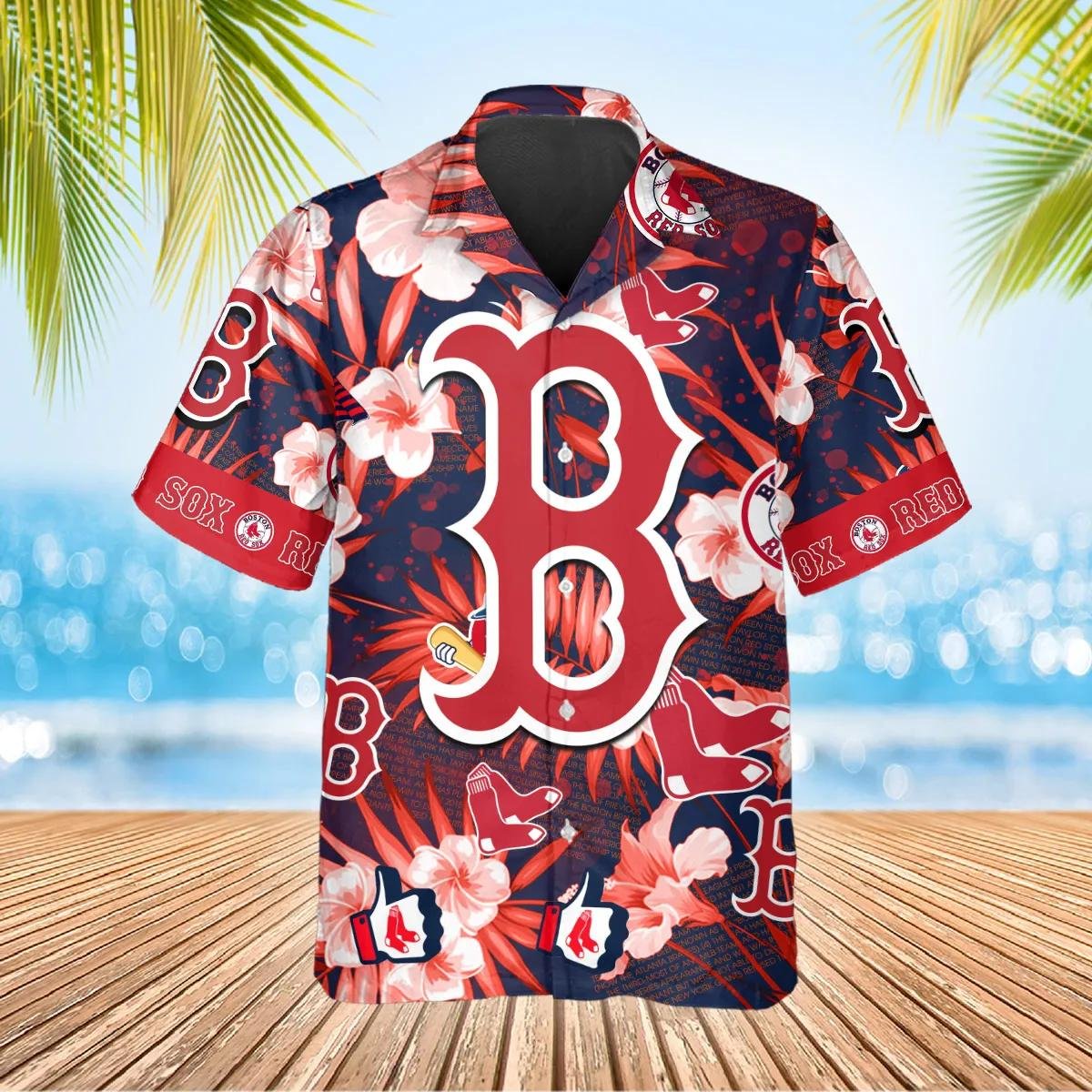 Boston Red Sox Hawaiian Shirt with Floral.jpg