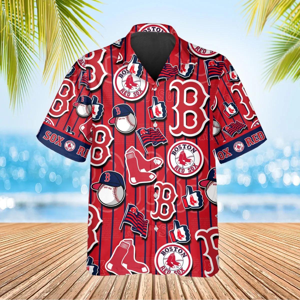 Boston Red Sox Pinstripe Logo Hawaiian Shirt for Fans.jpg