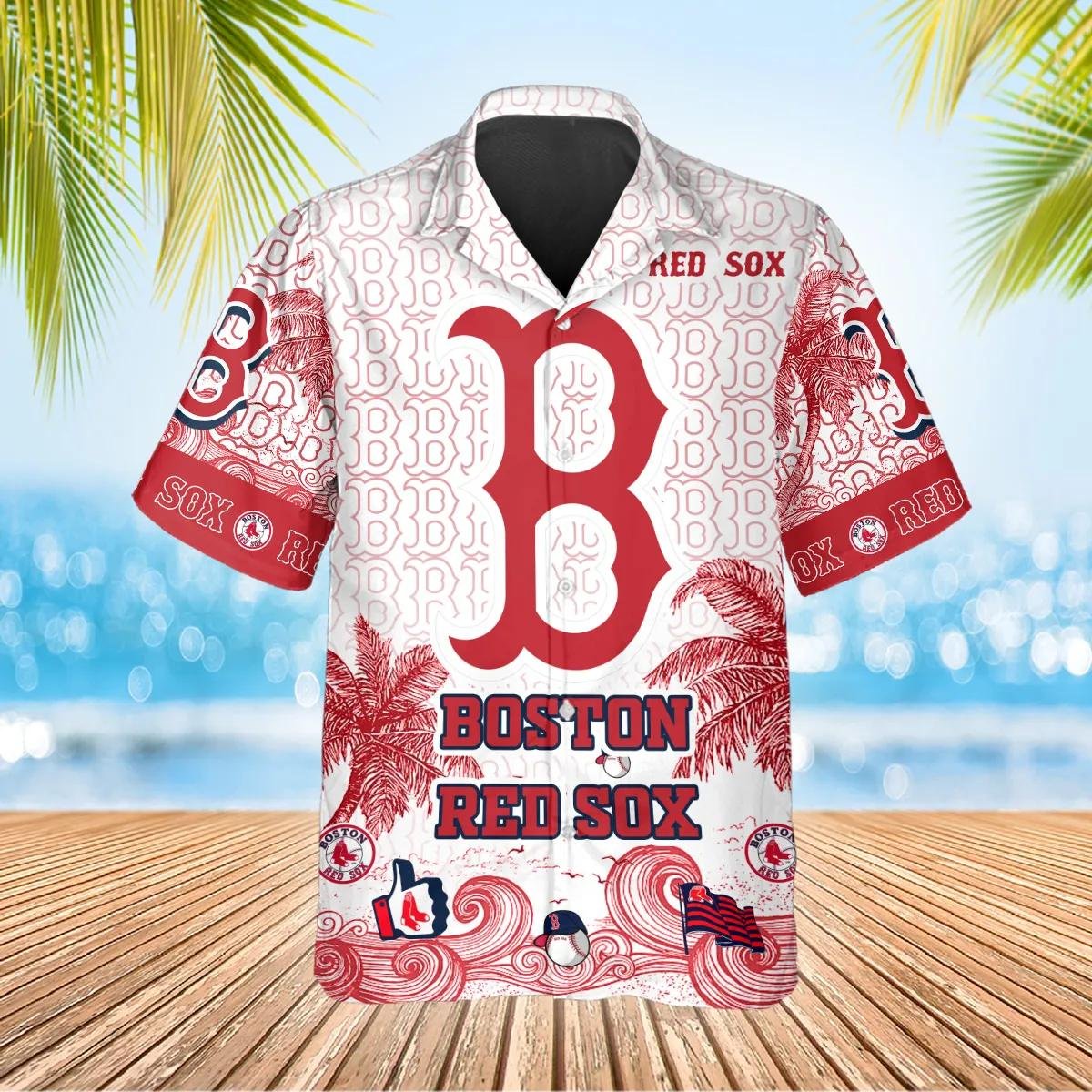 Boston Red Sox Vintage Hawaiian Shirt Retro Style Beachwear.jpg