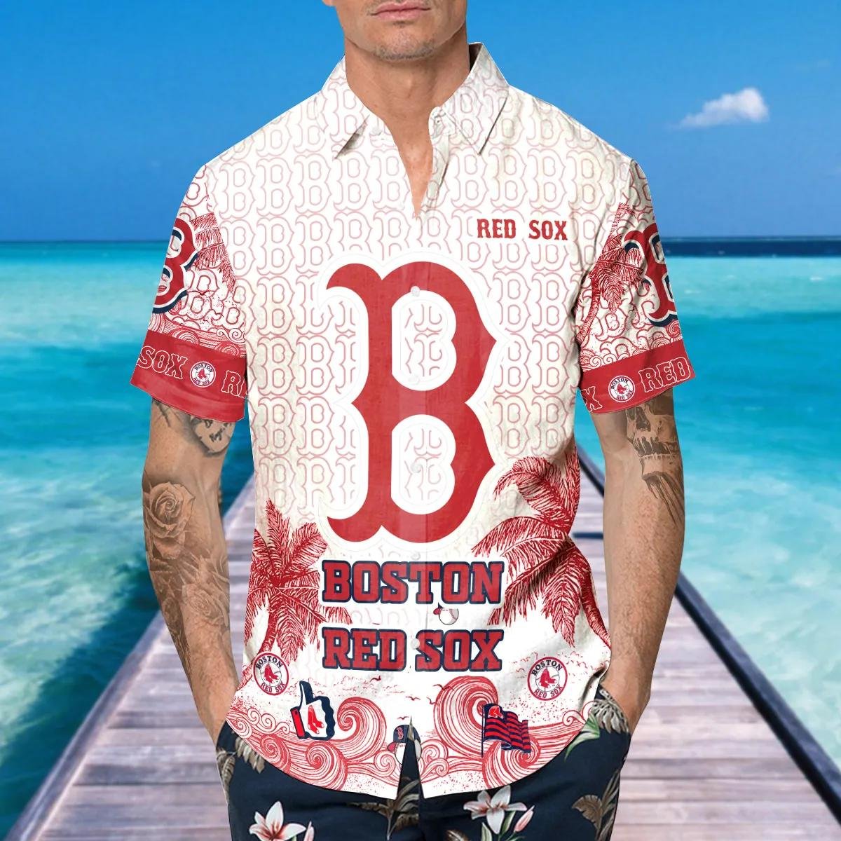 Boston Red Sox Vintage Hawaiian Shirt Retro Style Beachwear.jpg