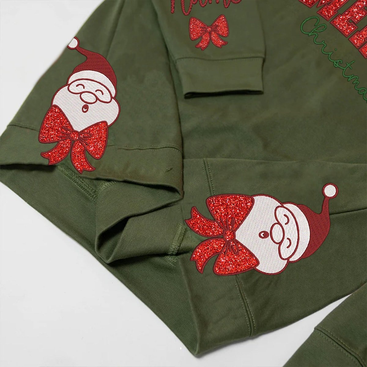 Christmas Glitter Side Bow Sweatshirt Santa Claus Embroidered Top.jpg