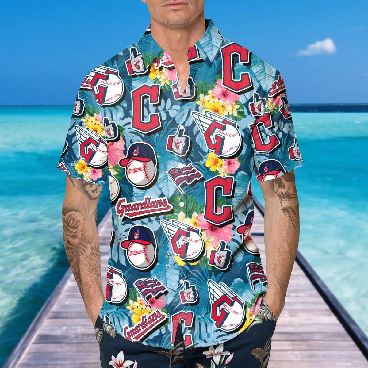 Cleveland Guardians Hawaiian Shirt Skeleton Spirit Design.jpg