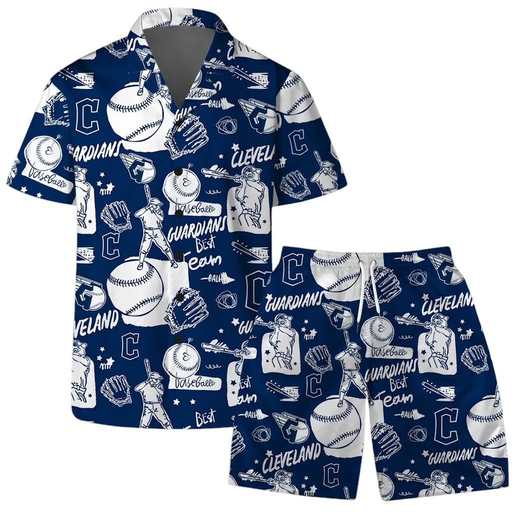 Cleveland Guardians Hawaiian Shirt Tropical Monochrome Design.jpg