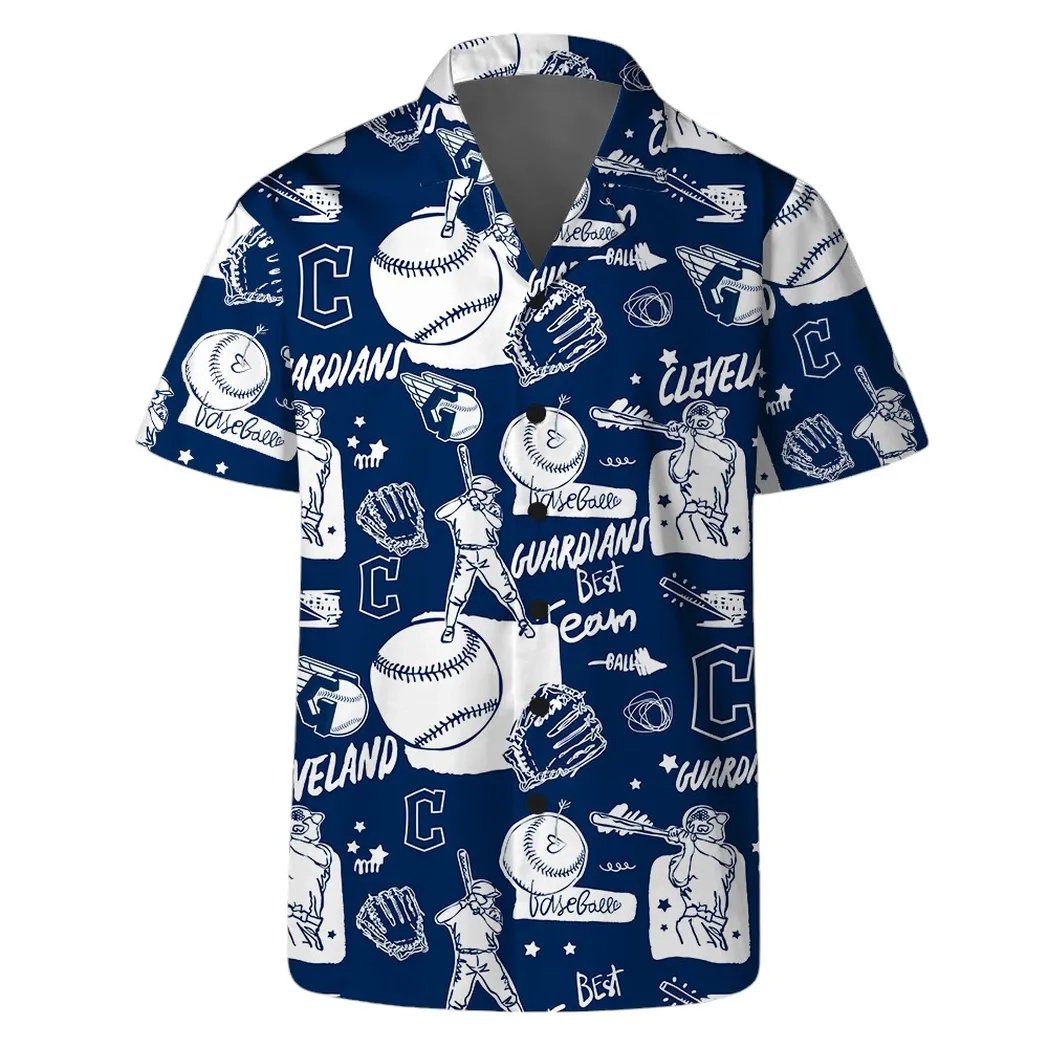 Cleveland Guardians Hawaiian Shirt Tropical Monochrome Design.jpg