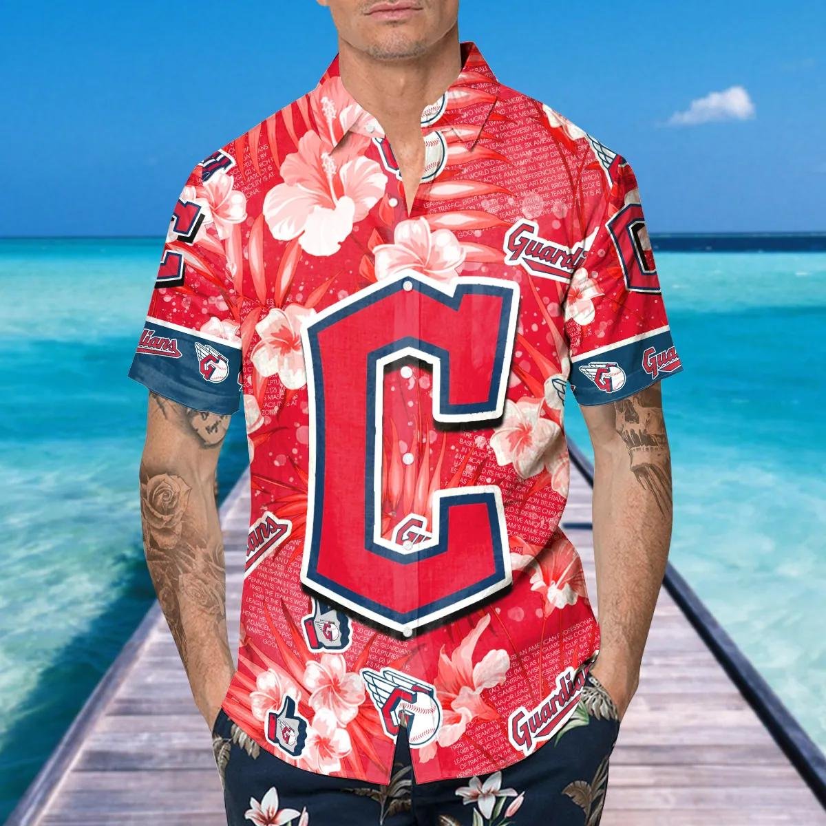 Cleveland Guardians Hawaiian Shirt with Hibiscus Emblem.jpg