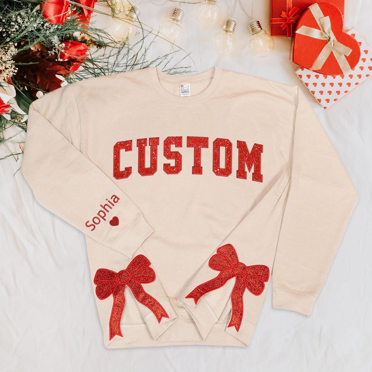 Coquette Side Bow Christmas Sweatshirt Trendy Embroidery Gift.jpg