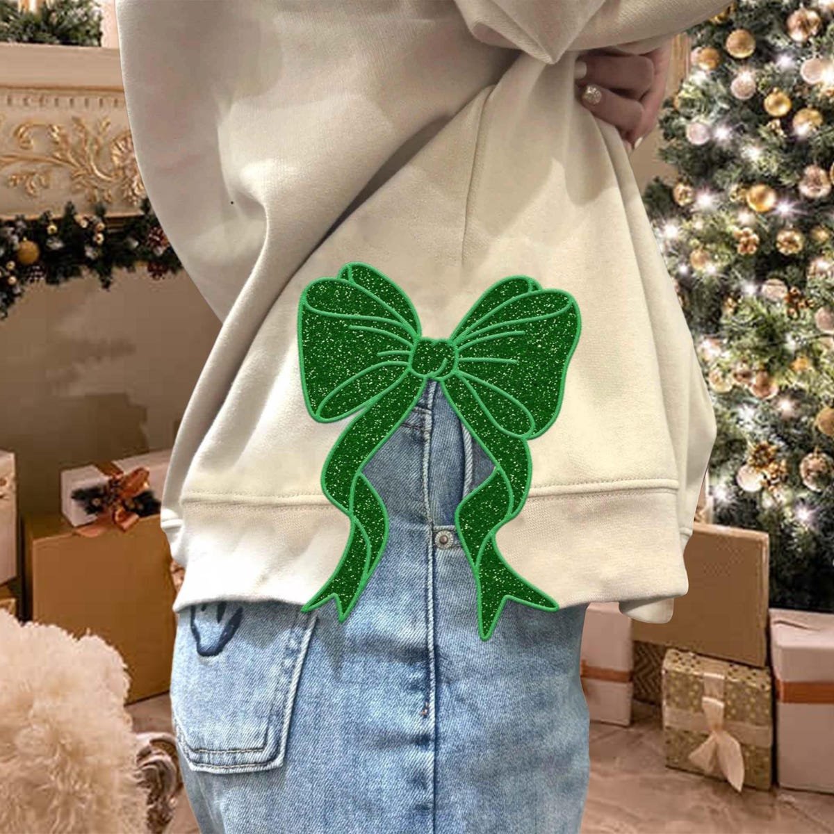 Coquette Side Bow Christmas Sweatshirt Trendy Embroidery Gift.jpg