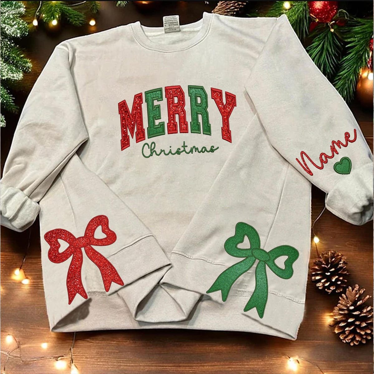 Merry & Bright Side Bow Embroidered Sweatshirt Trendy Coquette Style.jpg