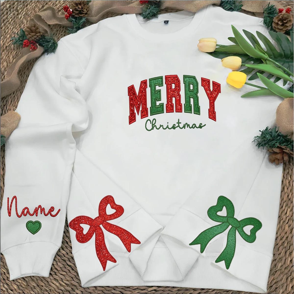 Merry & Bright Side Bow Embroidered Sweatshirt Trendy Coquette Style.jpg