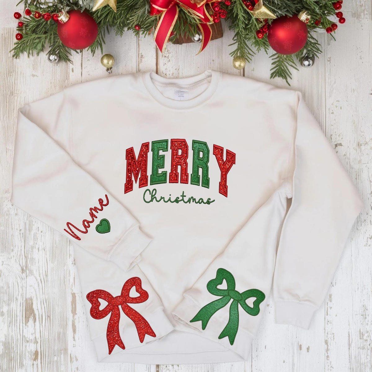 Merry & Bright Side Bow Embroidered Sweatshirt Trendy Coquette Style.jpg