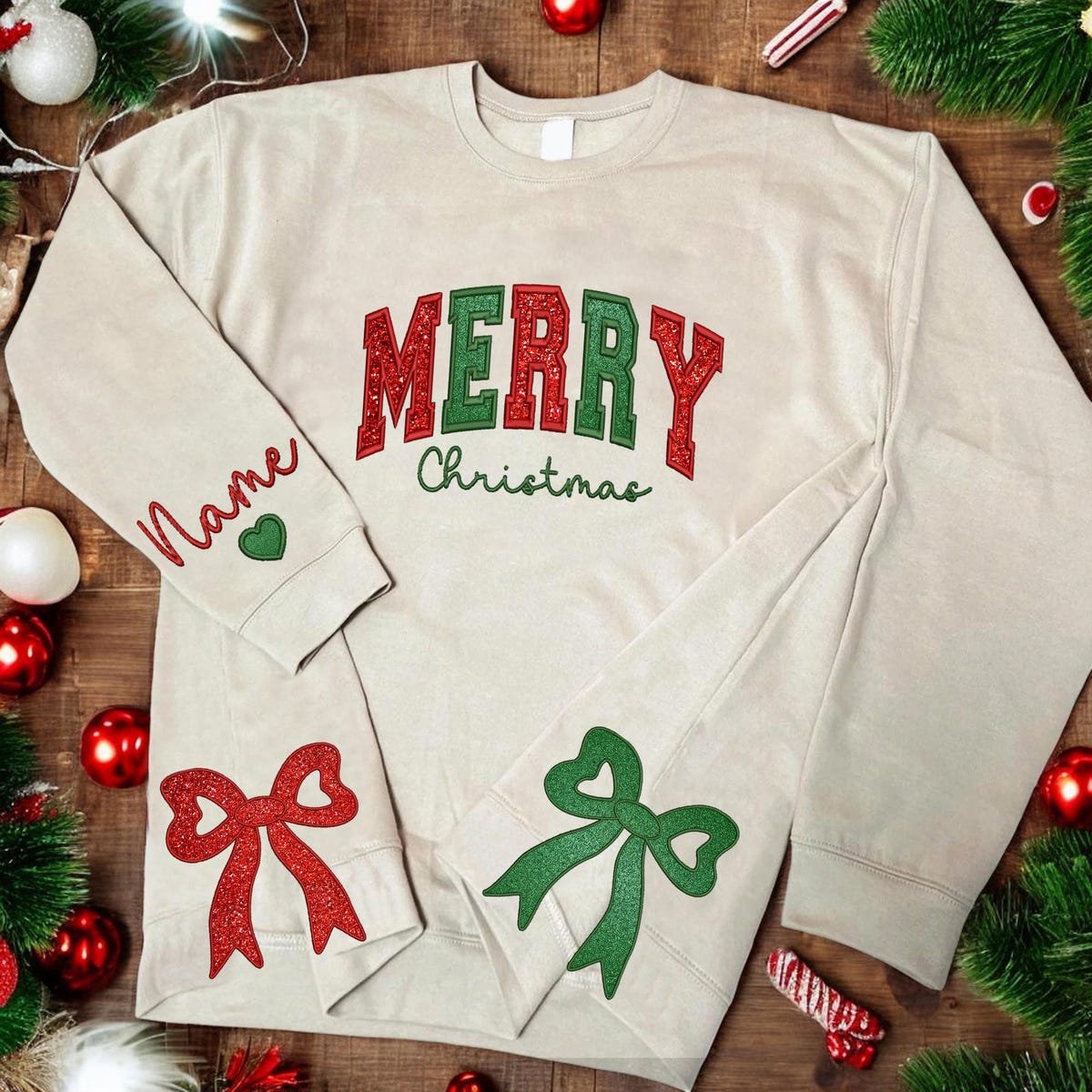 Merry & Bright Side Bow Embroidered Sweatshirt Trendy Coquette Style.jpg