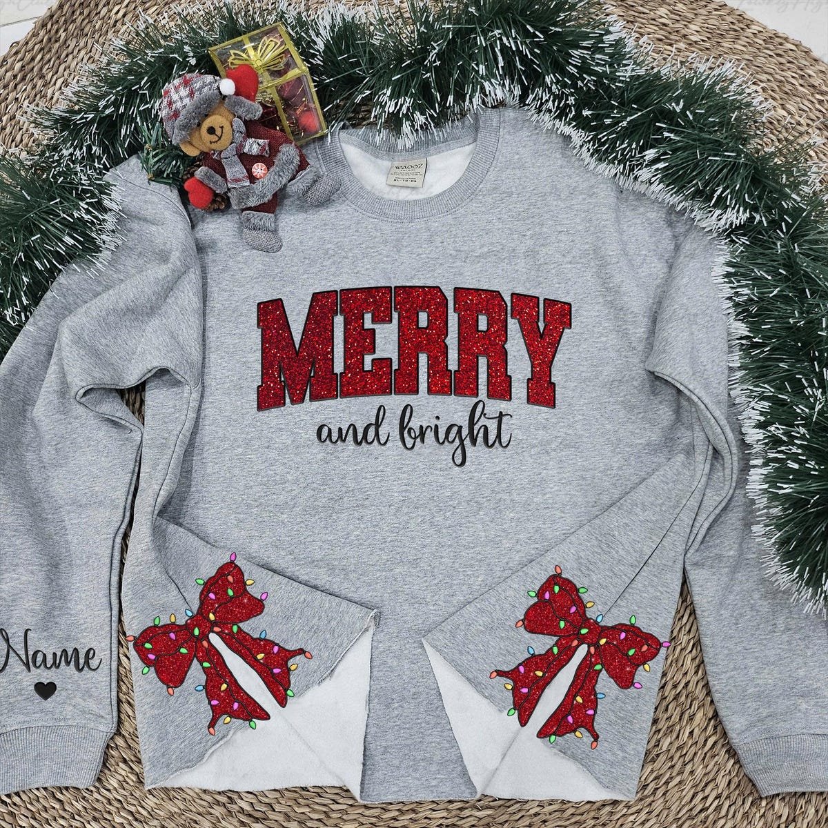 Merry and Bright Embroidered Christmas Side Bow Sweatshirt Gift.jpg