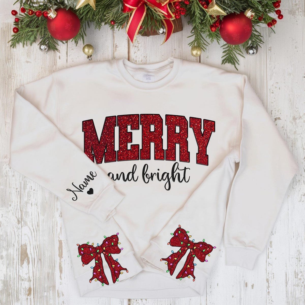 Merry and Bright Embroidered Christmas Side Bow Sweatshirt Gift.jpg