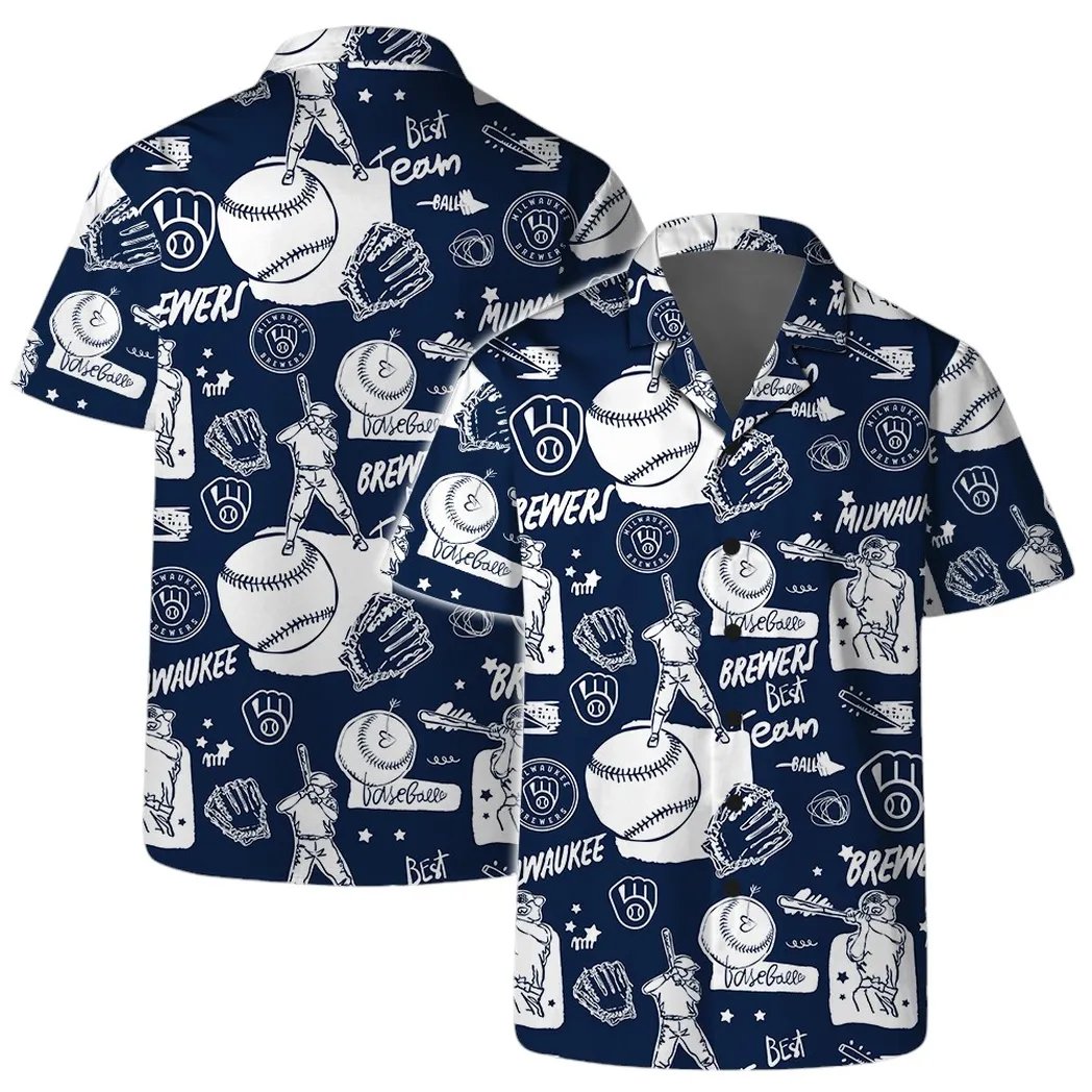 Milwaukee Brewers Hawaiian Shirt Doodle Design.jpg