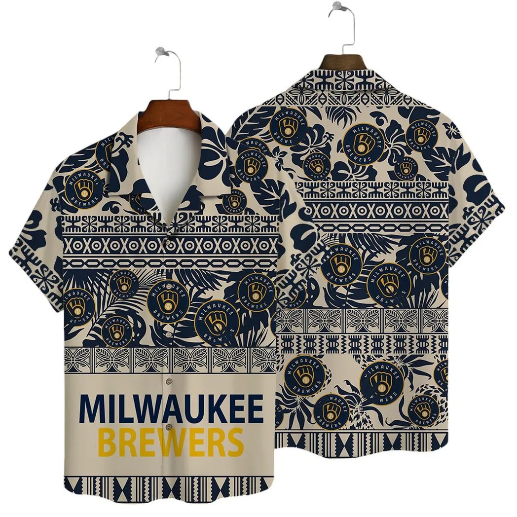 Milwaukee Brewers Hawaiian Shirt Tribal Design.jpg