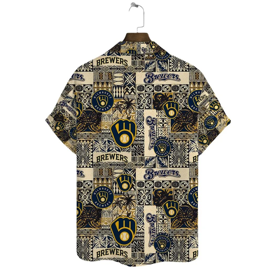 Milwaukee Brewers Hawaiian Shirt Tribal Patchwork Design.jpg