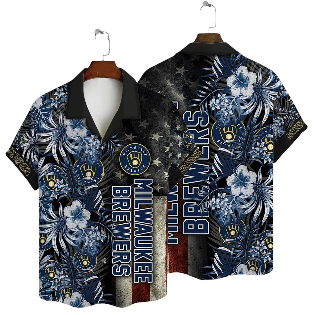 Milwaukee Brewers Patriotic Floral Hawaiian Shirt.jpg