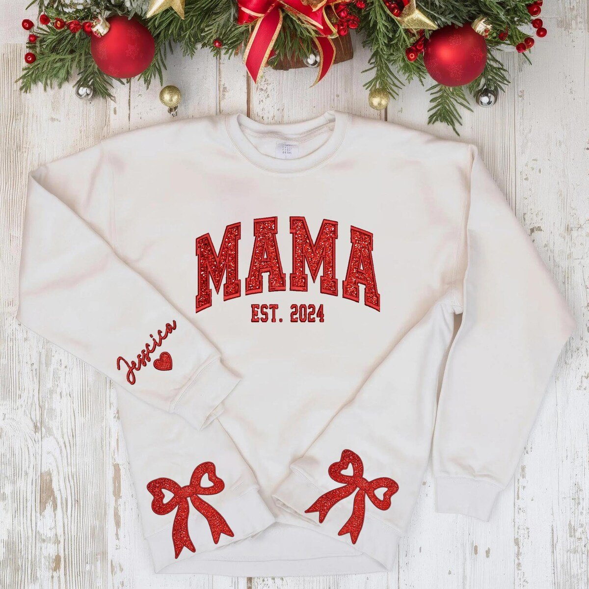 Personalized Mama Side Bow Embroidered Sweatshirt for Christmas 2024.jpg