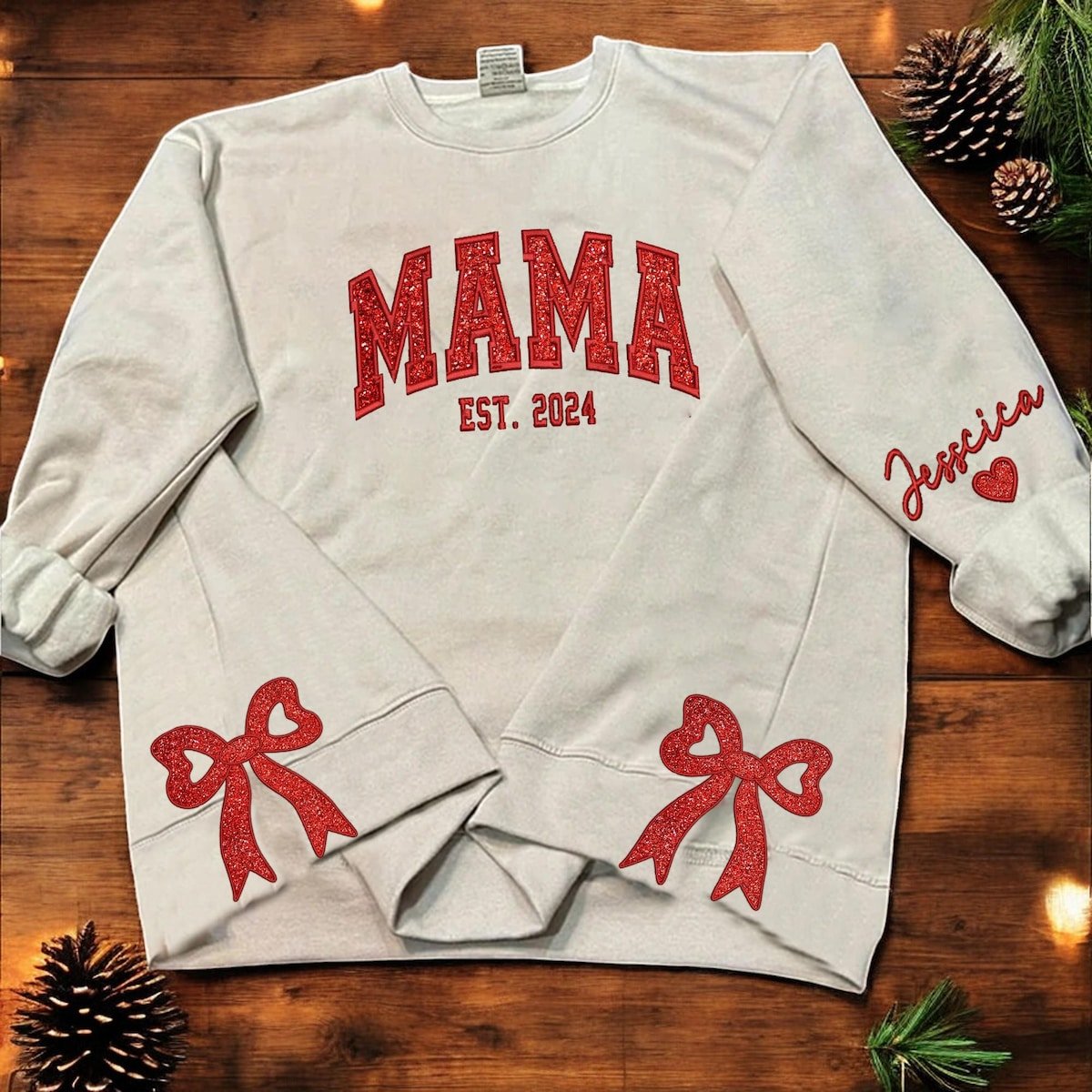 Personalized Mama Side Bow Embroidered Sweatshirt for Christmas 2024.jpg