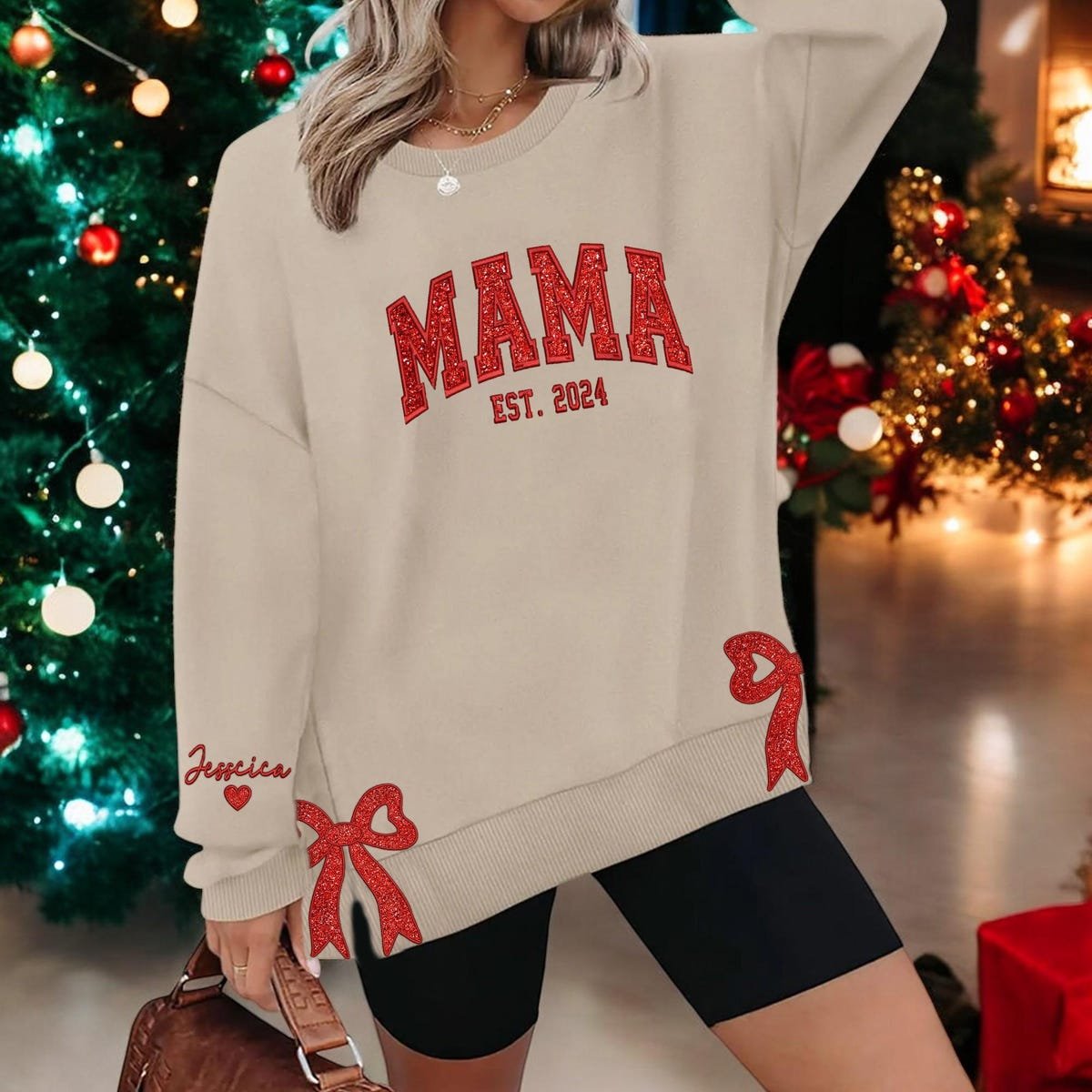 Personalized Mama Side Bow Embroidered Sweatshirt for Christmas 2024.jpg