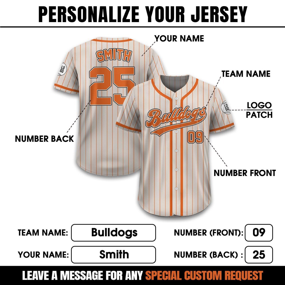 Personalized Sand Orange Pinstripe Baseball Jersey for All Ages.jpg