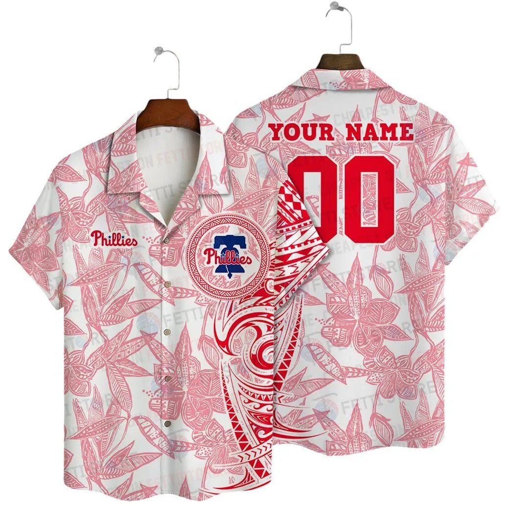 Philadelphia Phillies Hawaiian Shirt Tribal Pattern Custom Design.jpg