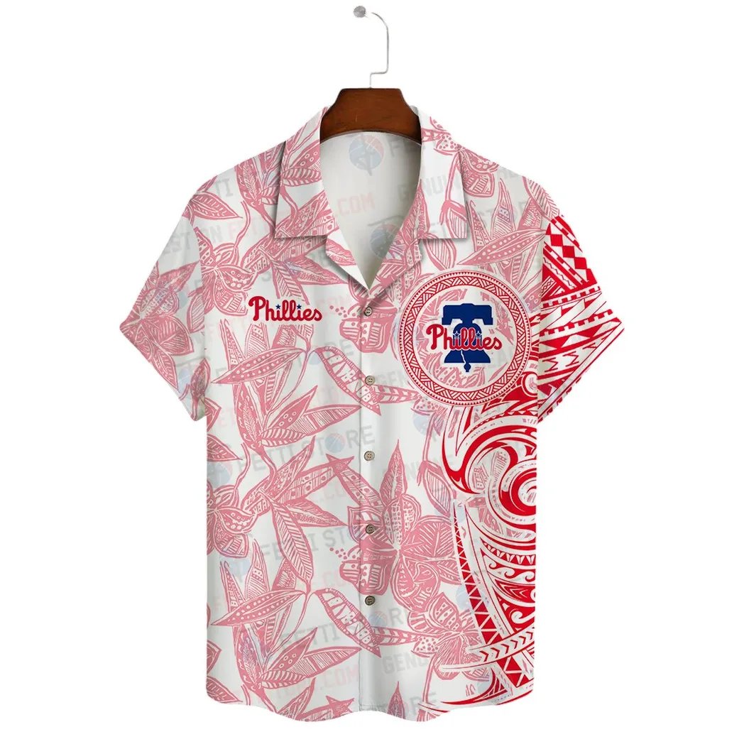 Philadelphia Phillies Hawaiian Shirt Tribal Pattern Custom Design.jpg