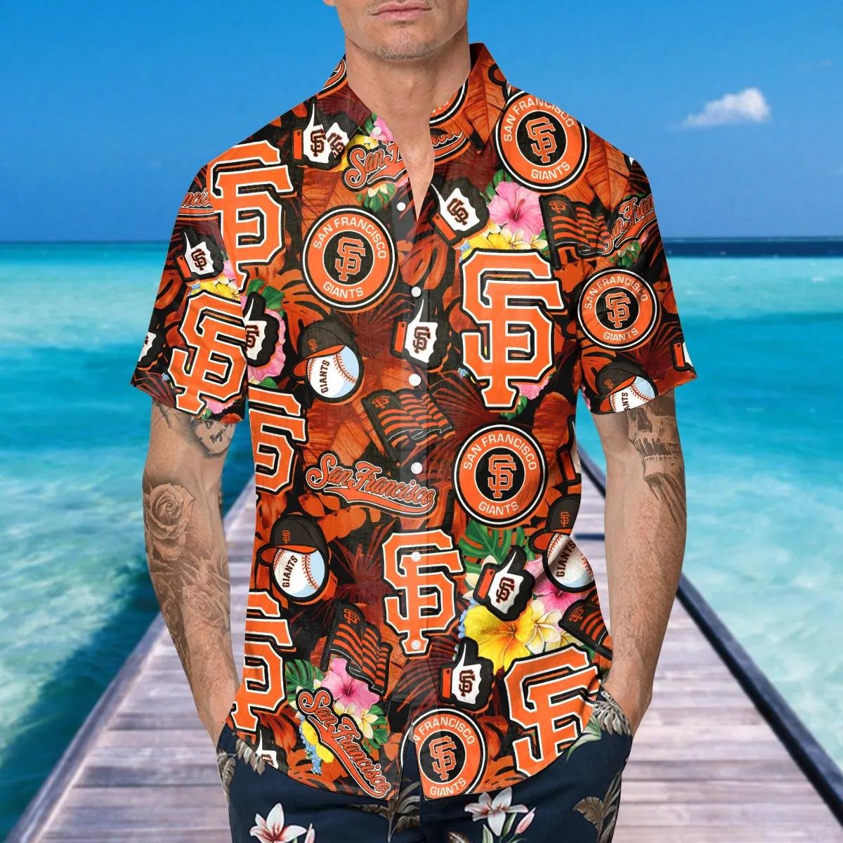 San Francisco Giants Hawaiian Shirt Tropical Logo Collage.jpg