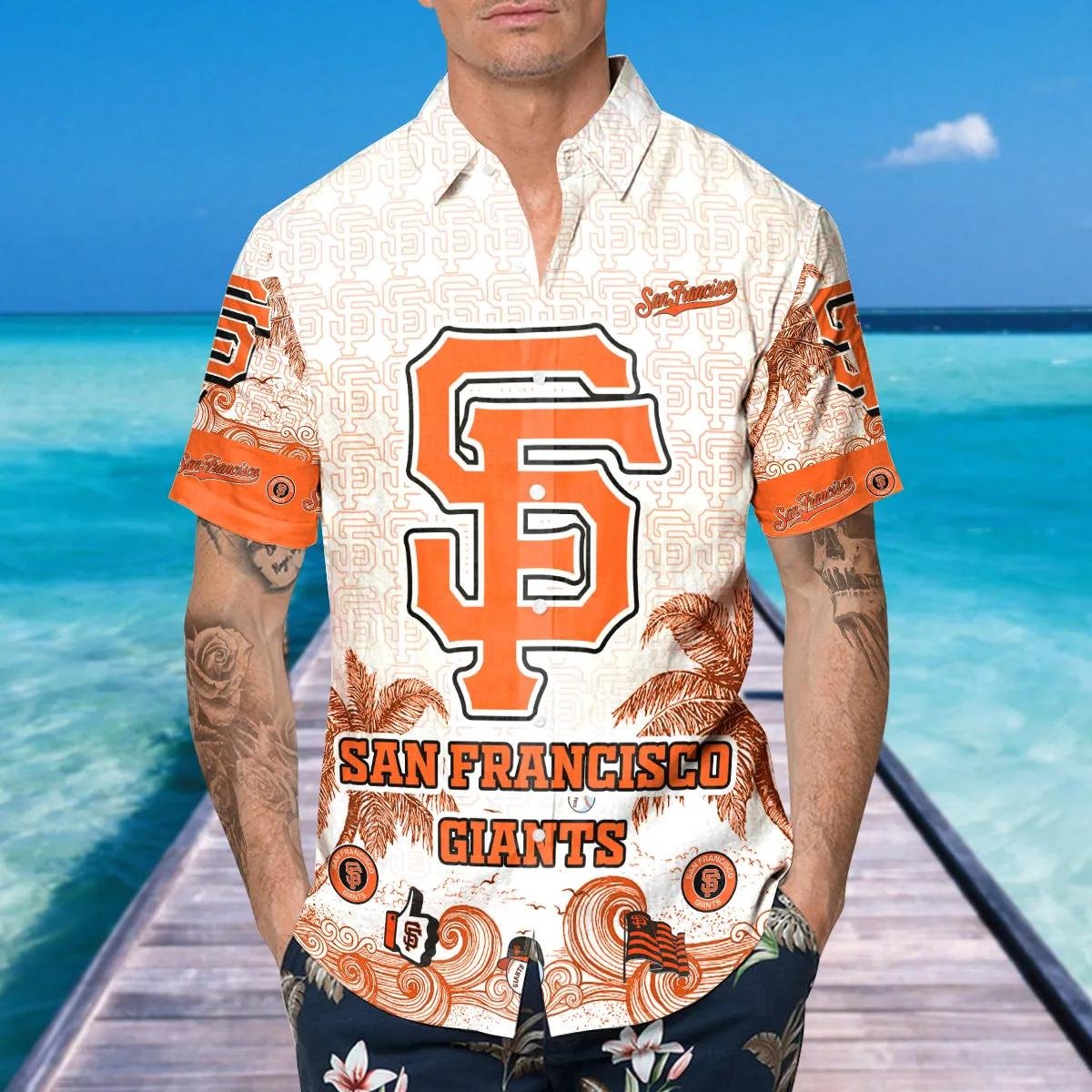 San Francisco Giants Hawaiian Shirt Tropical Palm Wave Design.jpg