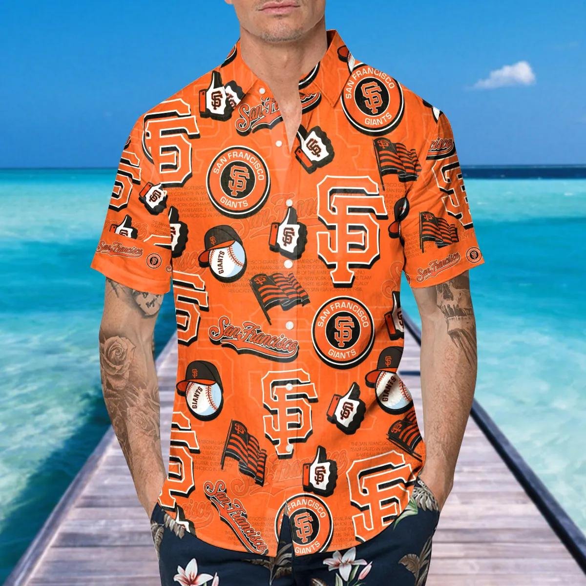 San Francisco Giants Logo Hawaiian Shirt Iconic Collage Design.jpg