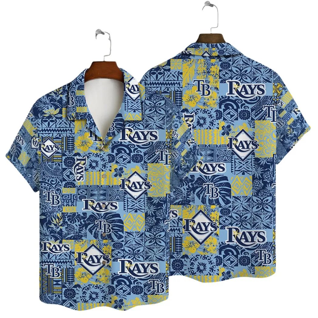 Tampa Bay Rays Blue Hawaiian Patchwork Shirt MLB Fan Apparel.jpg