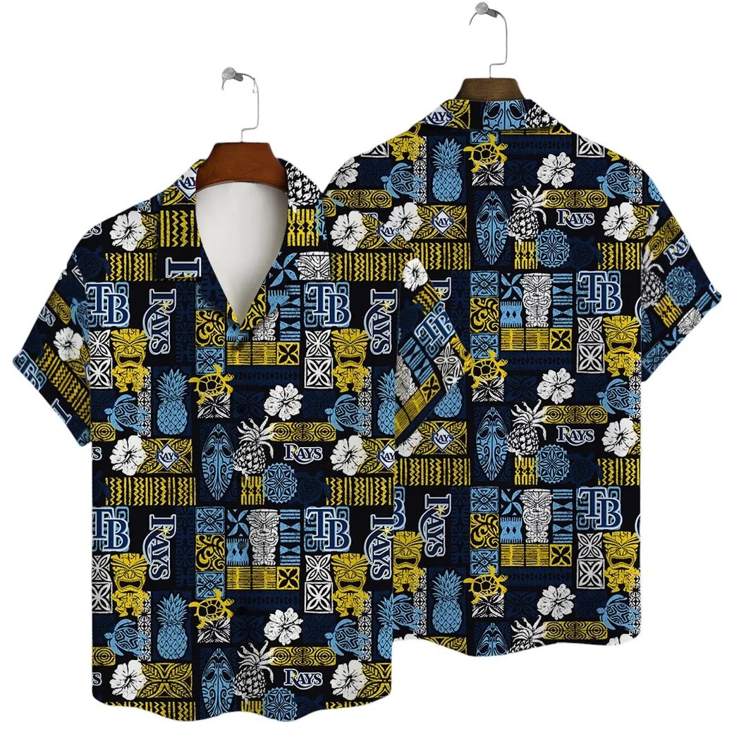 Tampa Bay Rays Hawaiian Shirt Tribal Patchwork Design.jpg