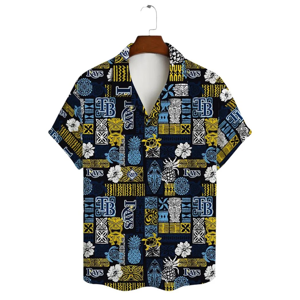 Tampa Bay Rays Hawaiian Shirt Tribal Patchwork Design.jpg