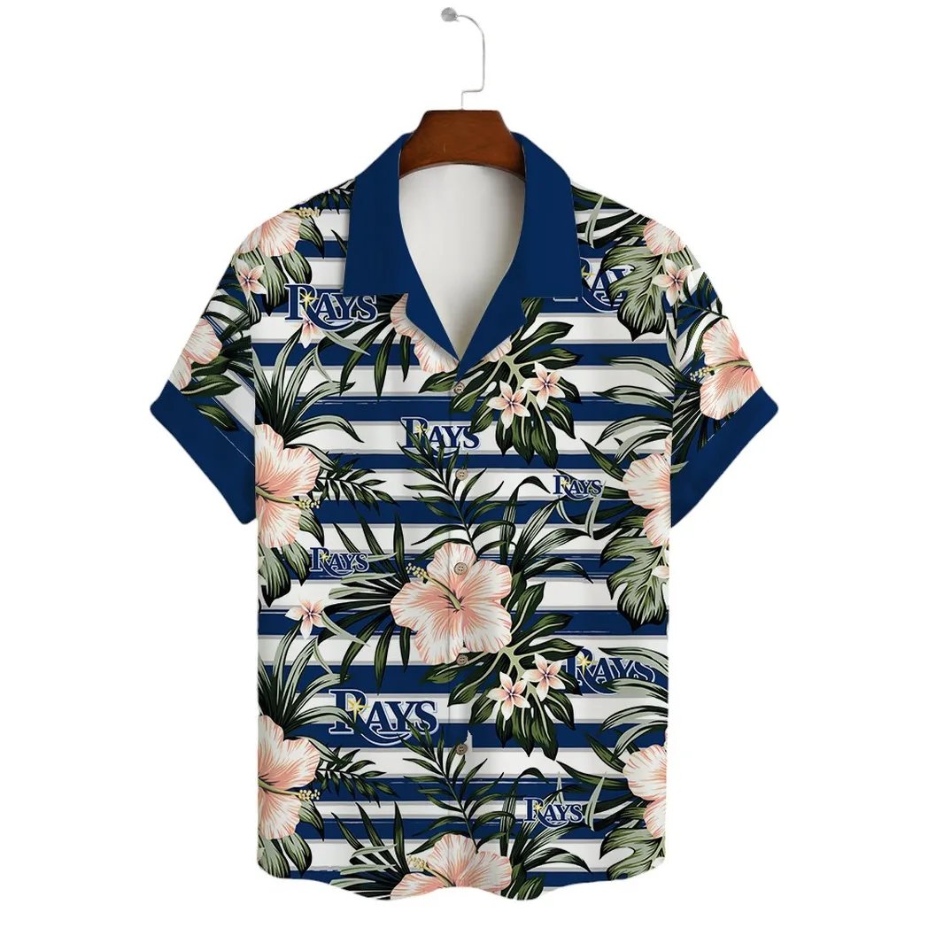 Tampa Bay Rays Hawaiian Shirt Tropical Hibiscus Design.jpg