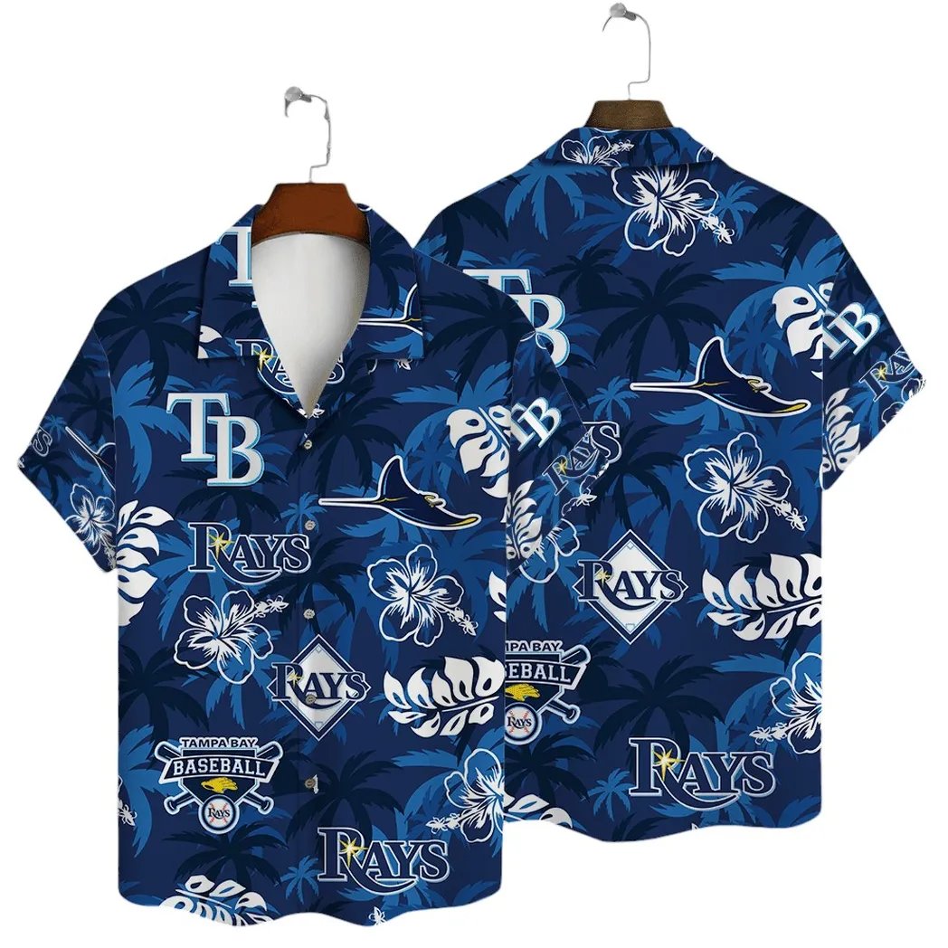 Tampa Bay Rays Tropical Hawaiian Shirt Blue Baseball Apparel.jpg